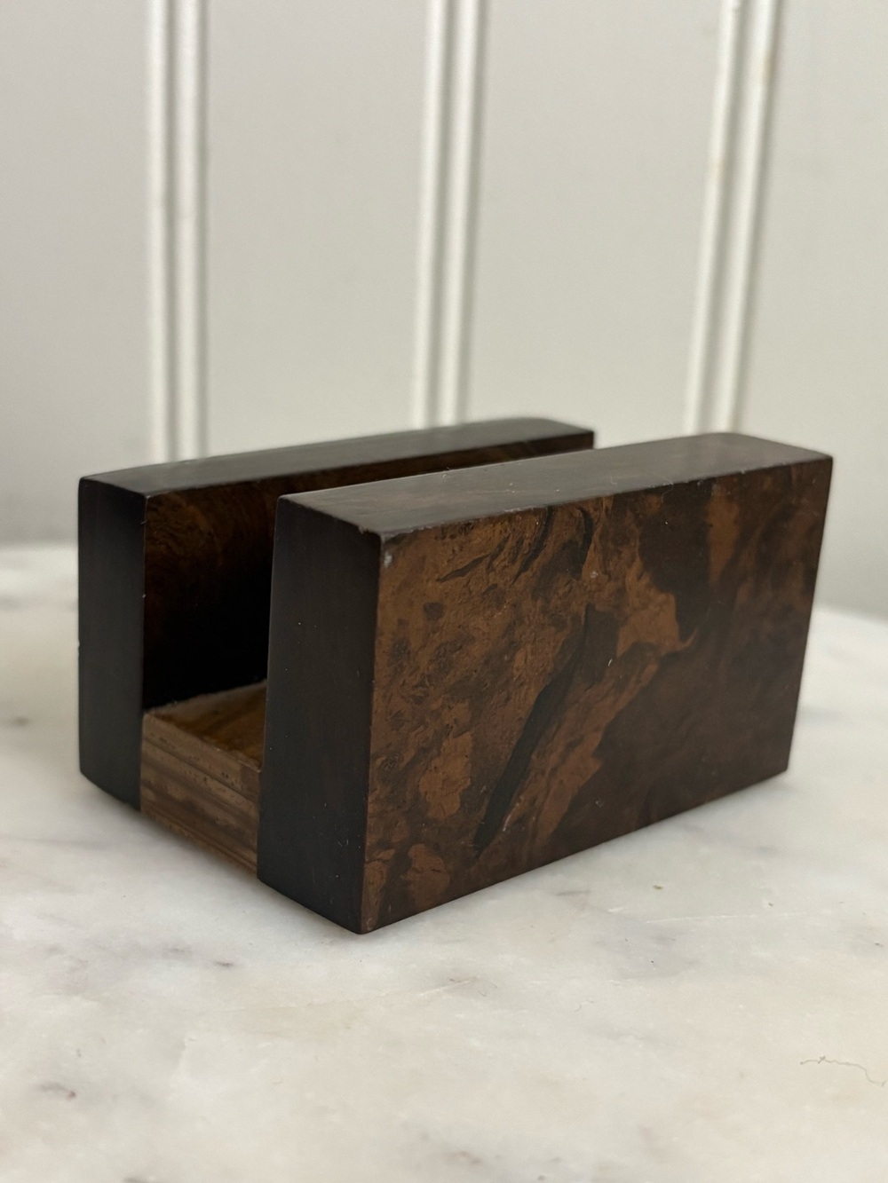 Vintage Handmade Oil Shale Upright Card/Napkin Holder Brown Stone VTG Grandpa